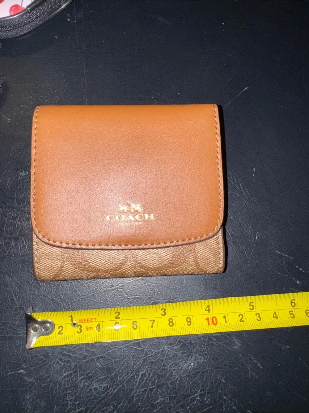 Coach Brown and Tan Fold Wallet with Signature Canvas